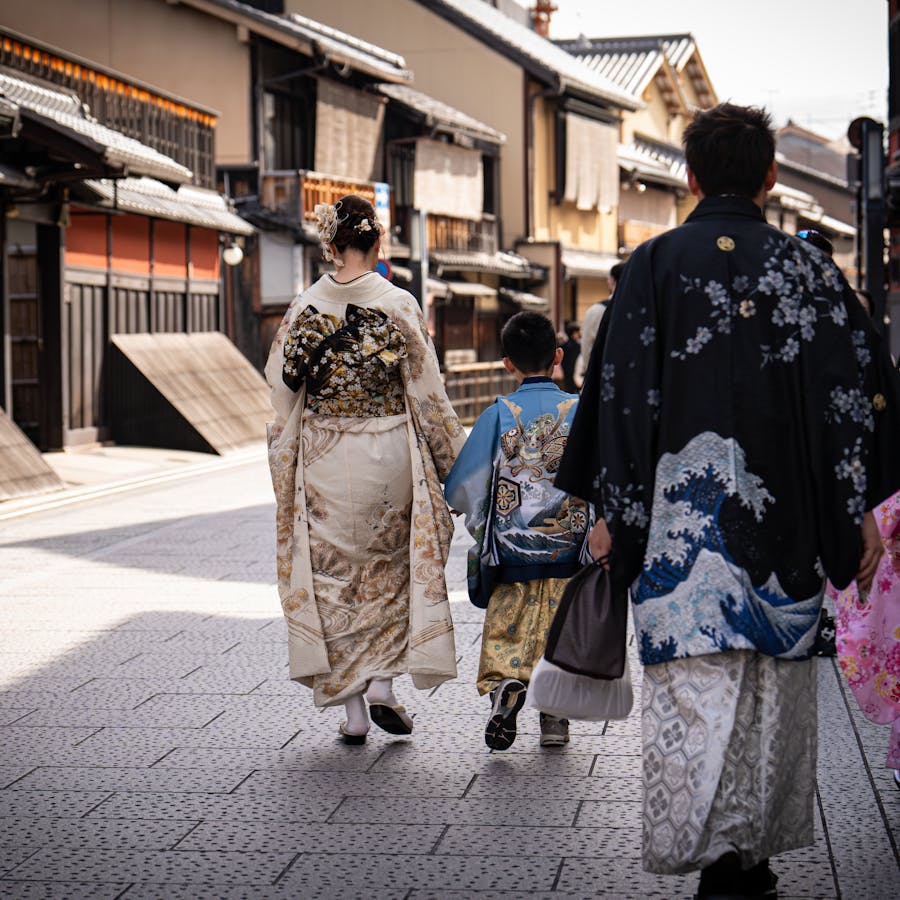 Traditional Japanese family in Kyoto